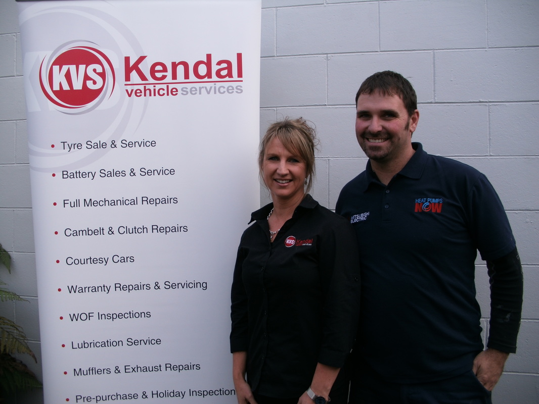 Director of Kendal Vehicle Services Carol Bradley, with Heat Pumps NOW Director Blair Ashdowne.
