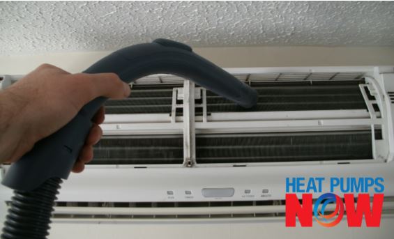 Be careful vacuuming the heat pump's coil, and only move the head with the grooves.