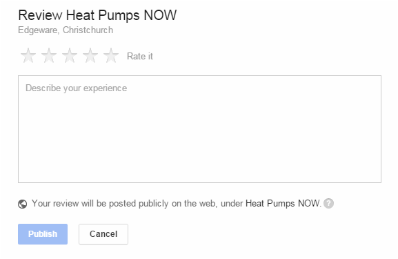 On Google Plus, you can also give Heat Pumps NOW a star rating out of 5.