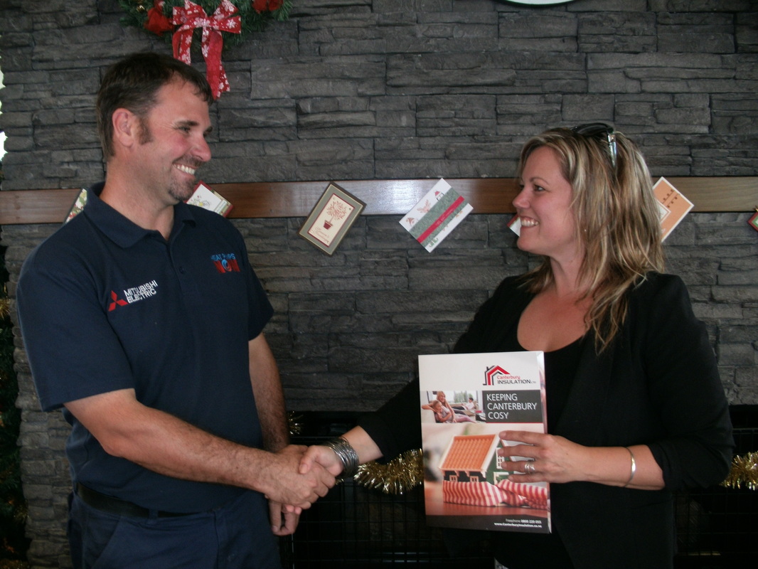 Heat Pumps NOW Director Blair Ashdowne with Canterbury Insulation Sales Manager Karlie McCullough in Christchurch